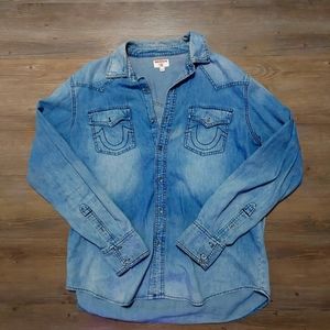 True Religion Men's 3XL Acid wash jean jacket